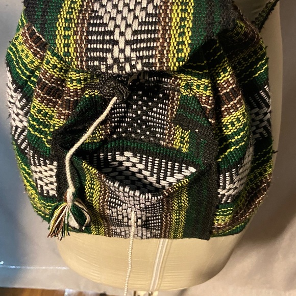 Backpack Woven Multicolor Boho Bag Hippie Drawstring - Picture 3 of 10